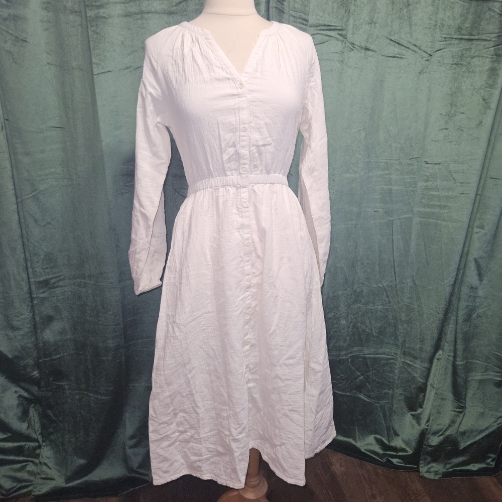 Pact Coastal Double Gauze Poet Sleeve Dress - Picture 2 of 4